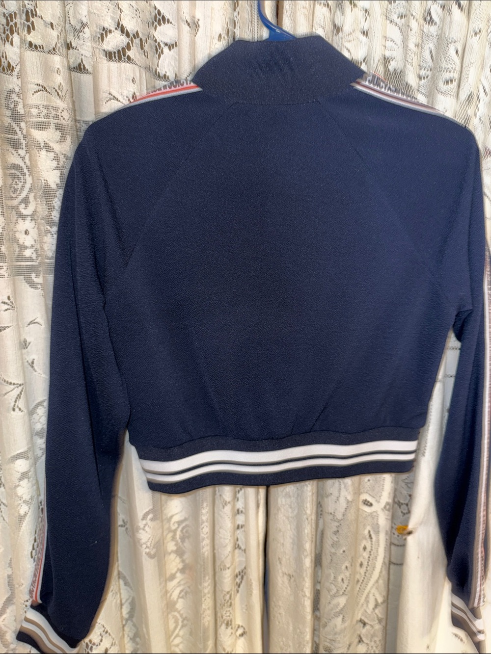 Juicy Couture Navy Crop Half-Zip with Red & White Stripe Trim - Picture 6 of 6